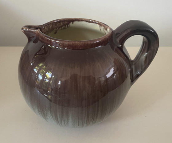 Image 1 of Pottery Factory Katwijk And Klinkenberg Zeist - Art Deco Jug Or Vase With Purple Gray Stream Glaze