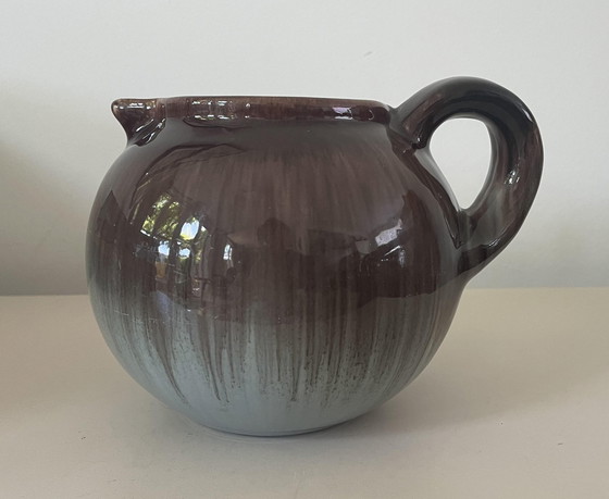 Image 1 of Pottery Factory Katwijk And Klinkenberg Zeist - Art Deco Jug Or Vase With Purple Gray Stream Glaze