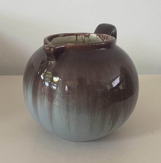 Image 1 of Pottery Factory Katwijk And Klinkenberg Zeist - Art Deco Jug Or Vase With Purple Gray Stream Glaze