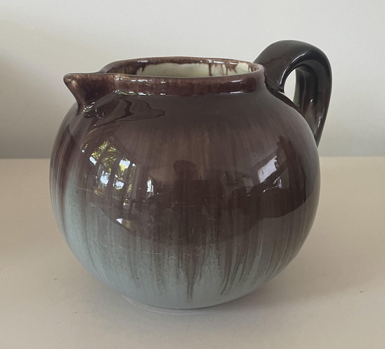 Image 1 of Pottery Factory Katwijk And Klinkenberg Zeist - Art Deco Jug Or Vase With Purple Gray Stream Glaze