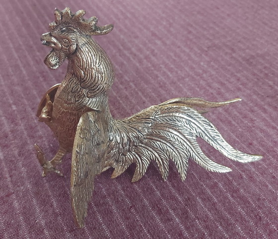 Image 1 of Set Of 2 Fighting Roosters In Heavy Brass - 1940s