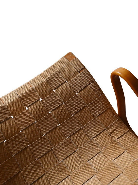 Image 1 of Vintage ‘Pernilla’ Chair & Ottoman By Bruno Mathsson, 1960S Scandinavian Design, Curved Wood And Woven Seat