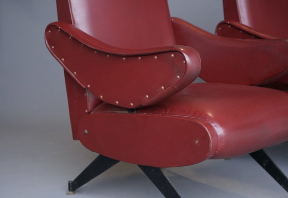 Image 1 of Italian Reclining Lounge Chairs By Nello Pini For Mobilificio Oscar Gigante, 1950S