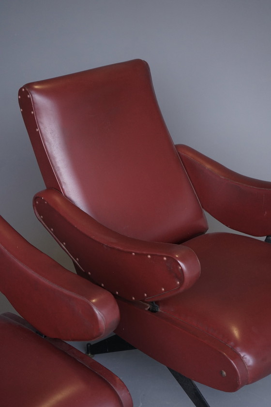 Image 1 of Italian Reclining Lounge Chairs By Nello Pini For Mobilificio Oscar Gigante, 1950S