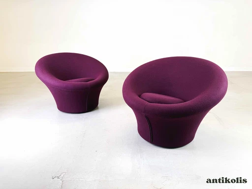 4 Fauteuil Mushroom Artifort Pierre Paulin tissu violet