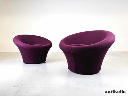 4 Fauteuil Mushroom Artifort Pierre Paulin tissu violet