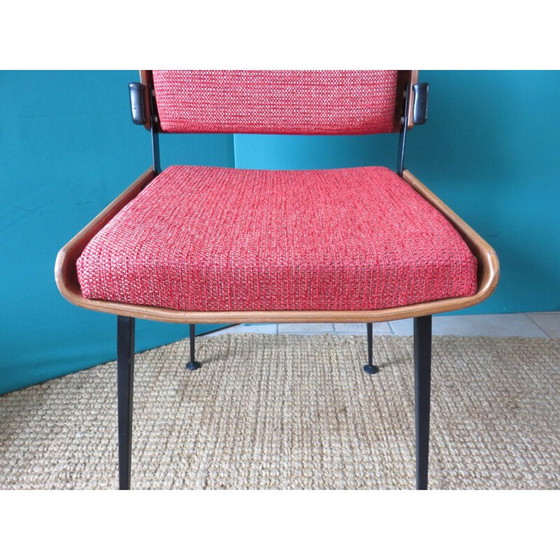 Image 1 of Set of 4 vintage red chairs, France, 1965