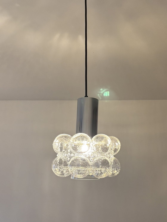 Image 1 of Mid Century Vintage Lamp, Bubble Glass, Pendant Lamp By Helena Tynell For Limburg, 1960S, Germany, Minimalism, Space Age
