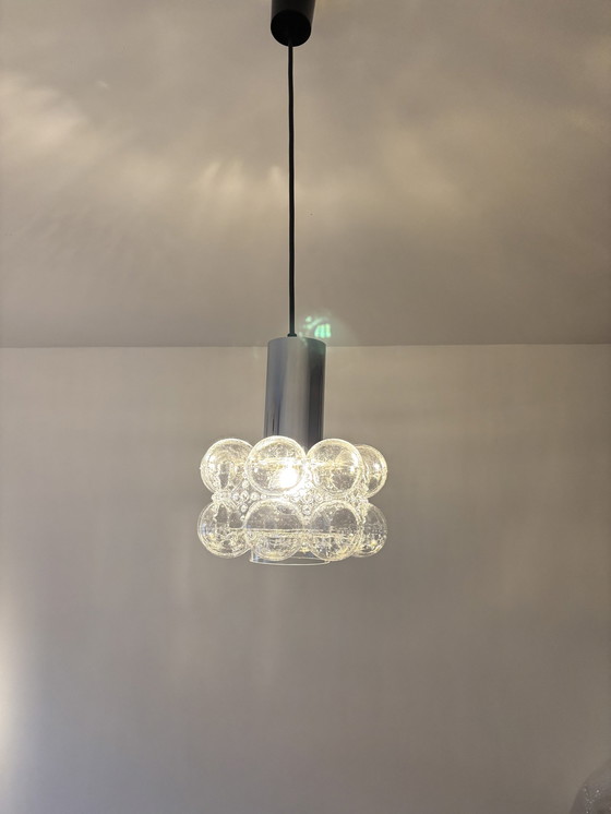 Image 1 of Mid Century Vintage Lamp, Bubble Glass, Pendant Lamp By Helena Tynell For Limburg, 1960S, Germany, Minimalism, Space Age