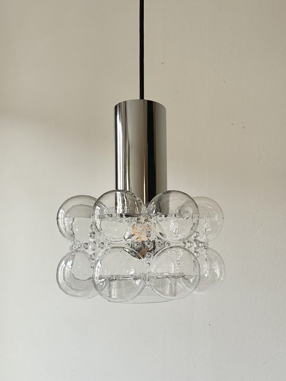 Image 1 of Mid Century Vintage Lamp, Bubble Glass, Pendant Lamp By Helena Tynell For Limburg, 1960S, Germany, Minimalism, Space Age