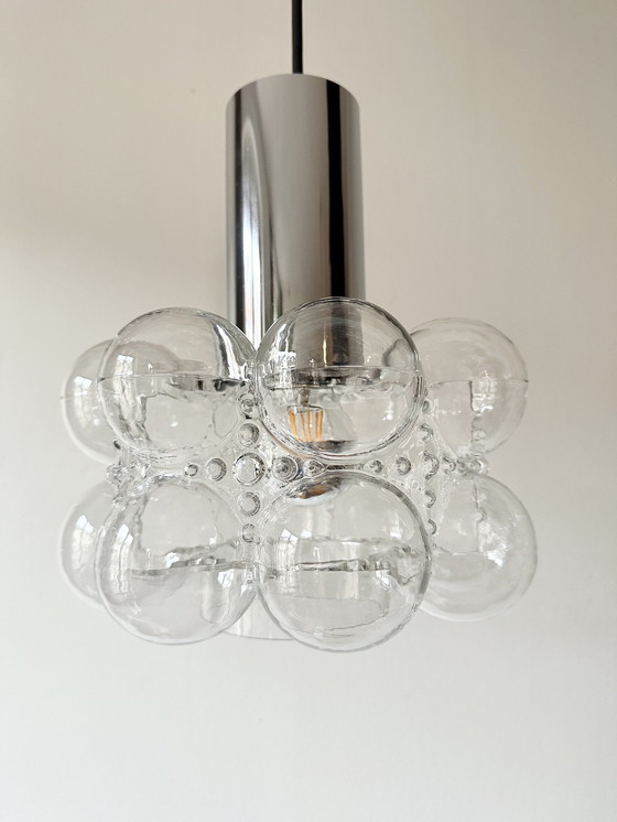 Image 1 of Mid Century Vintage Lamp, Bubble Glass, Pendant Lamp By Helena Tynell For Limburg, 1960S, Germany, Minimalism, Space Age