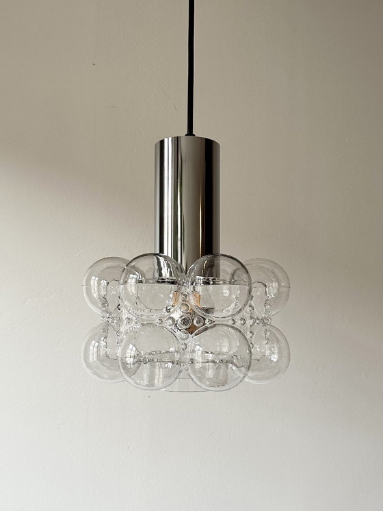 Image 1 of Mid Century Vintage Lamp, Bubble Glass, Pendant Lamp By Helena Tynell For Limburg, 1960S, Germany, Minimalism, Space Age