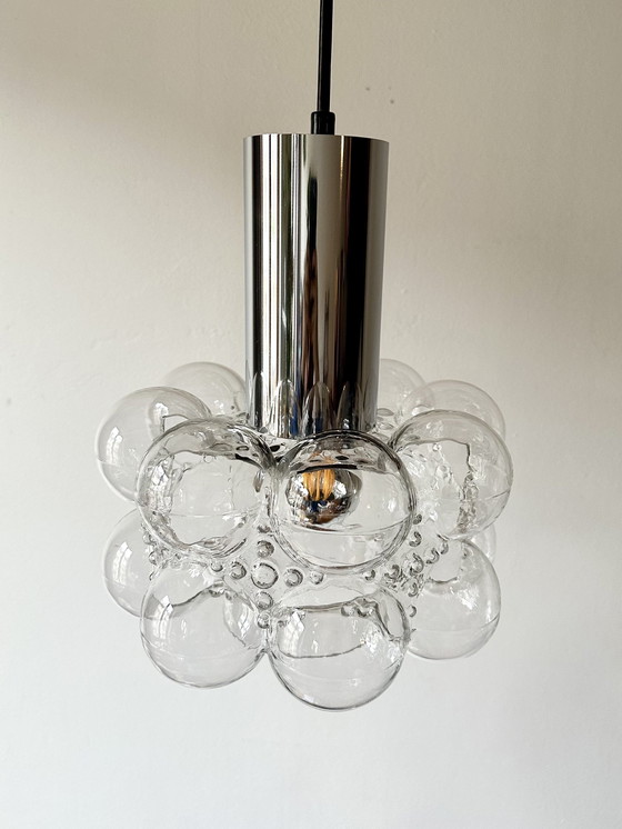 Image 1 of Mid Century Vintage Lamp, Bubble Glass, Pendant Lamp By Helena Tynell For Limburg, 1960S, Germany, Minimalism, Space Age