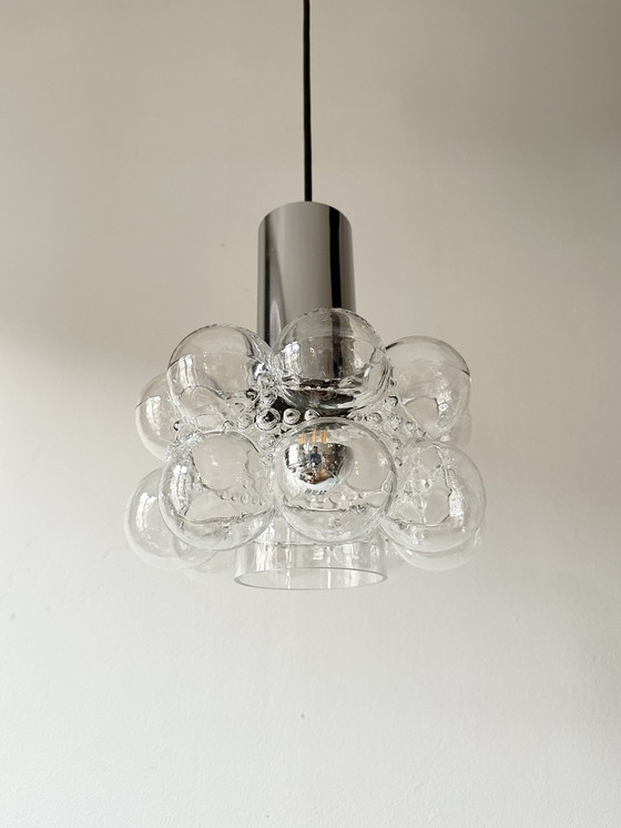Image 1 of Mid Century Vintage Lamp, Bubble Glass, Pendant Lamp By Helena Tynell For Limburg, 1960S, Germany, Minimalism, Space Age