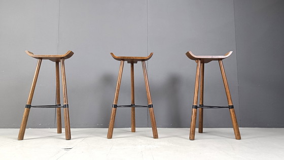 Image 1 of Mid century brutalist bar stools - set of 3, 1960s