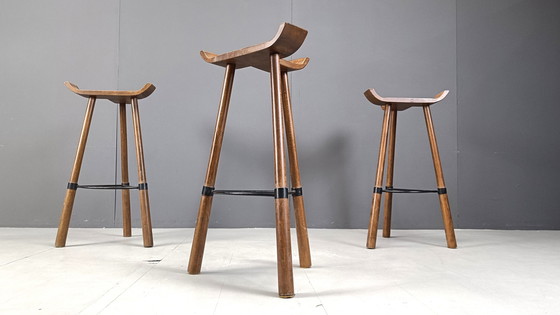 Image 1 of Mid century brutalist bar stools - set of 3, 1960s