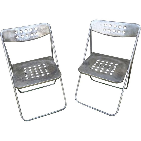 Image 1 of Pair of Vintage Metal Folding Chairs 1970