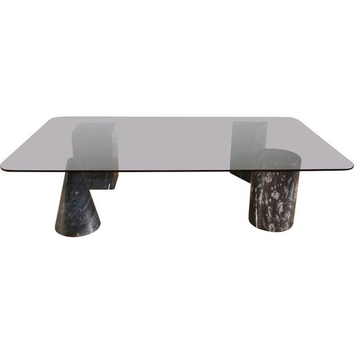 Vintage marble and glass coffee table, 1970