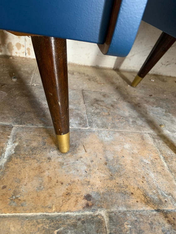 Image 1 of Paire de tables de chevet vintage bleu nuit