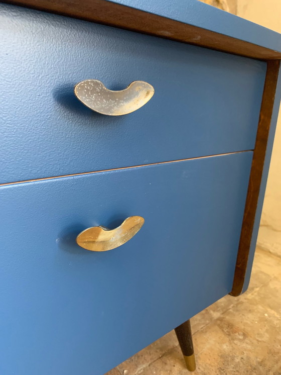 Image 1 of Pair of vintage night blue bedside tables