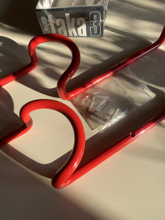 Image 1 of 2x Taka 3 coat hangers by Cesare Rota Nodari for Acerbis, Red