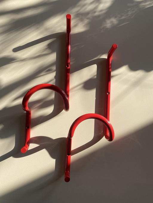 2x Taka 3 coat hangers by Cesare Rota Nodari for Acerbis, Red