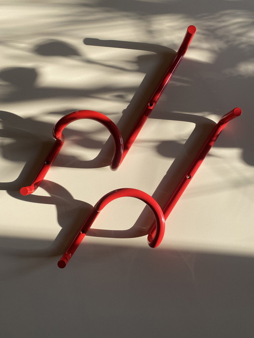 2x Taka 3 coat hangers by Cesare Rota Nodari for Acerbis, Red