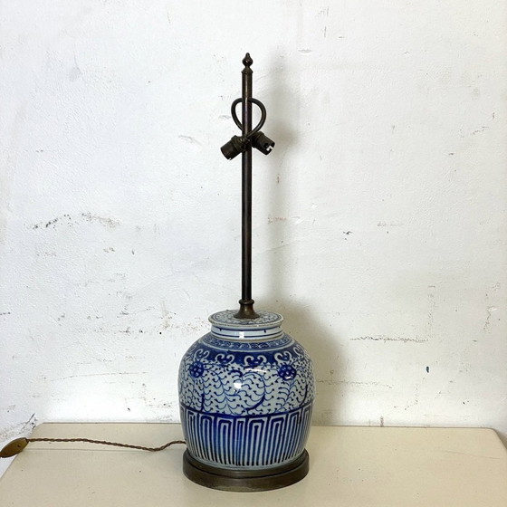 Image 1 of Chinese Porcelain Wooden Lamp Stand