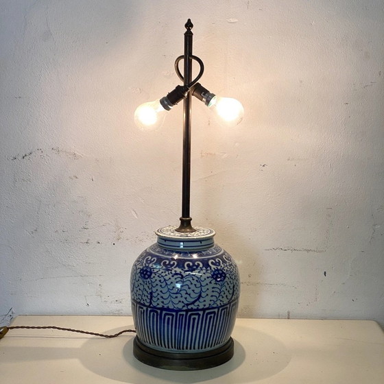 Image 1 of Chinese Porcelain Wooden Lamp Stand