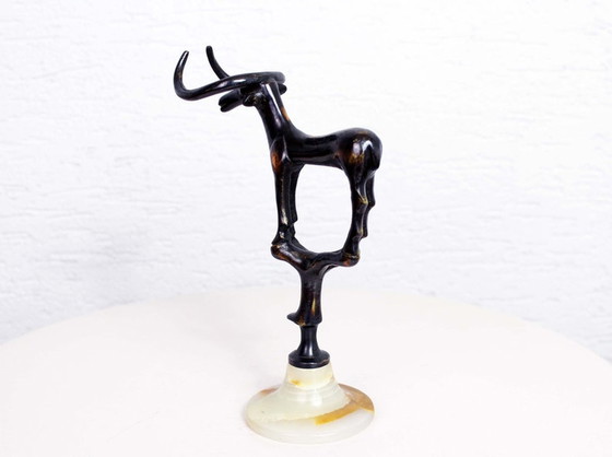 Image 1 of Brutalist bull or buffalo in solid bronze and marble