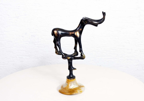 Image 1 of Brutalist bull or buffalo in solid bronze and marble