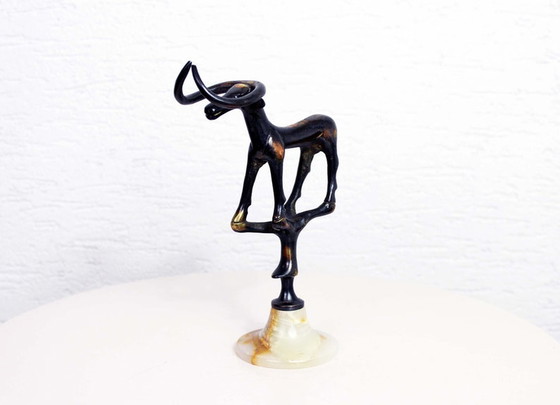 Image 1 of Brutalist bull or buffalo in solid bronze and marble