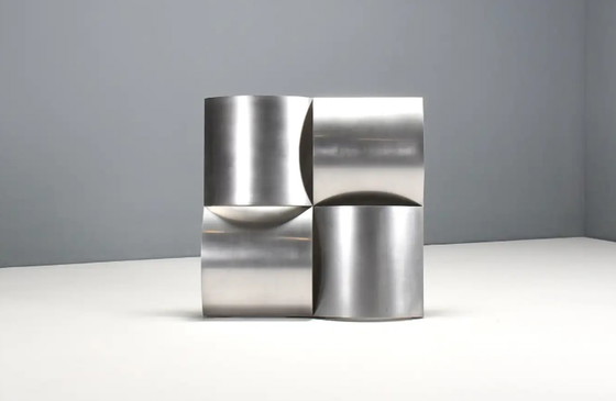 Image 1 of XL Stainless Steel Wall Lamp, France 1970s