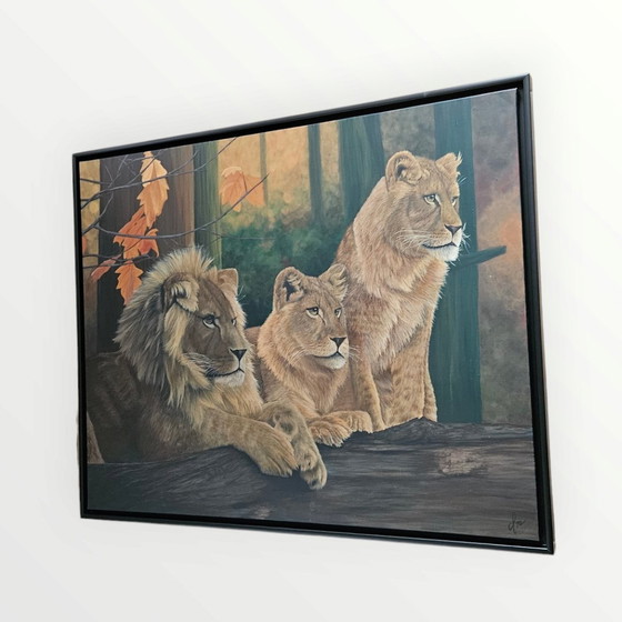 Image 1 of Acrylic Paint Painting Lions 80X100 Cm