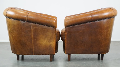 2 X Sheep leather club chair