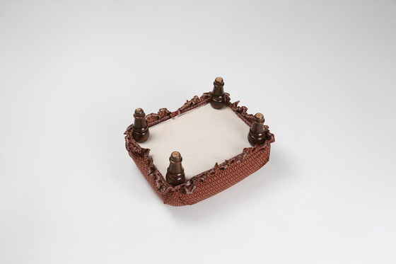 Image 1 of Pequeño reposapiés Art Déco con tapizado original, Francia, década de 1940