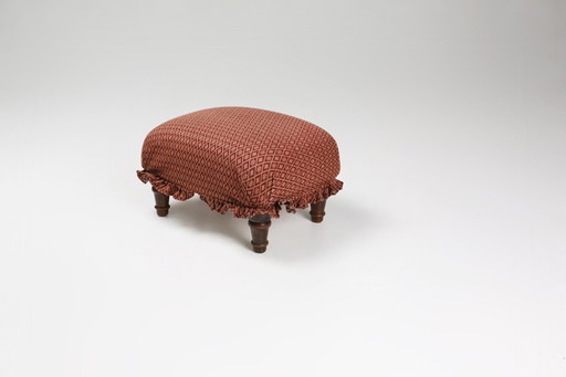 Small Art Deco Footstool with Original Upholstery, France, 1940s