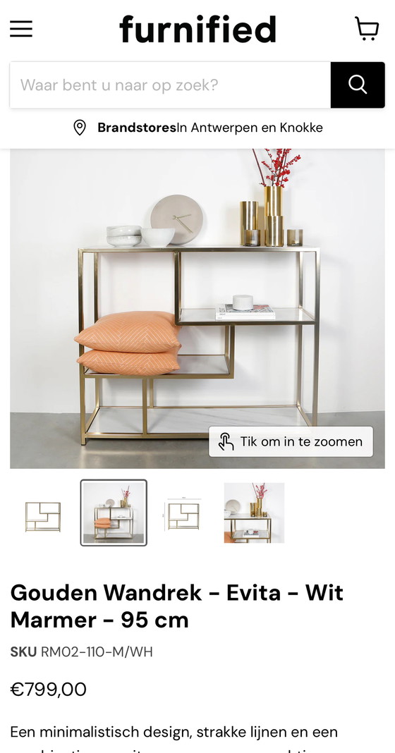 Image 1 of Furnified Evita Gold Wall Rack