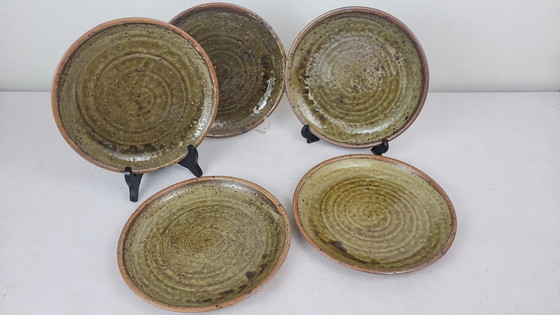 Image 1 of 5x Flat Stoneware Plates Pyrité