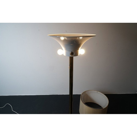 Image 1 of Vintage floor lamp in gold metal and  fabric, Germany 1970