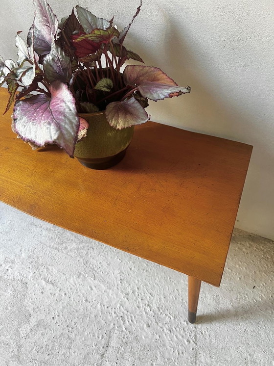 Image 1 of Vintage Bench On Slender High Legs With Brass Socks