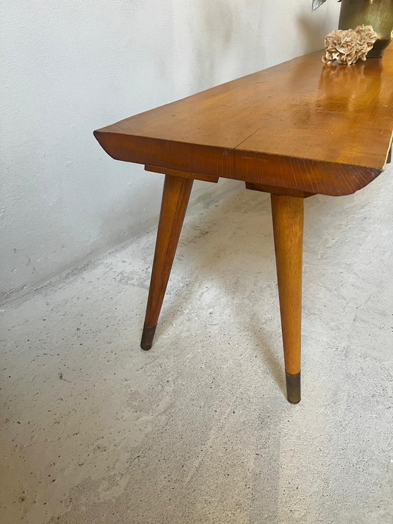 Image 1 of Vintage Bench On Slender High Legs With Brass Socks