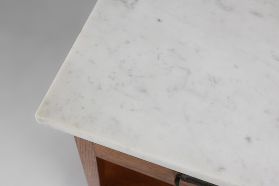 Image 1 of Art Deco French Night Stand With Carrara Marble Top, 1920S