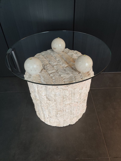 Magnussen Ponte Table basse Mactan en pierre fossile