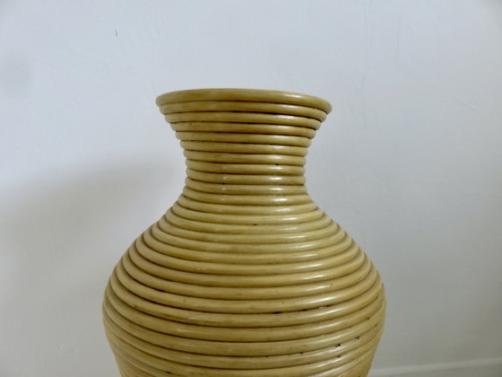 Image 1 of Rattan Floor Vase, Italy 1960-1970