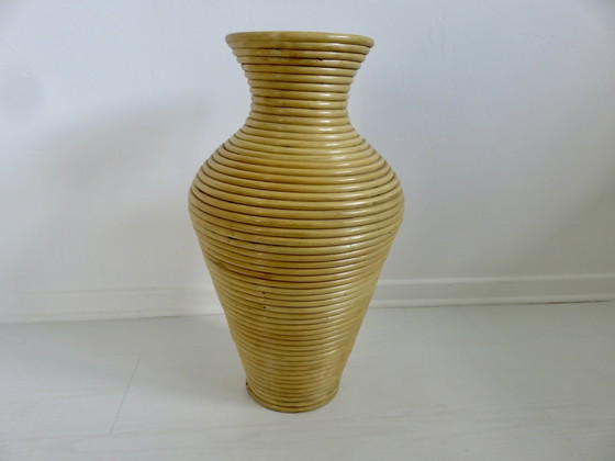 Image 1 of Rattan Floor Vase, Italy 1960-1970