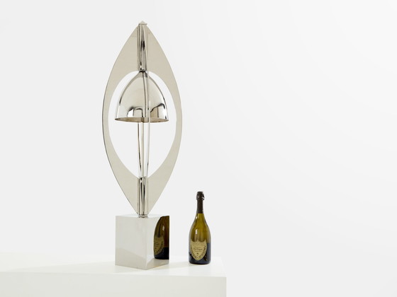 Image 1 of Jacques Charles for Maison Charles Ogive Nickel Metal Lamp 1965