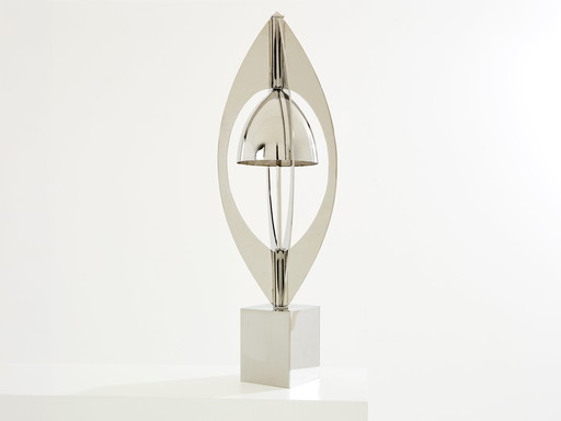 Jacques Charles para Maison Charles Ogive Lámpara de metal de níquel 1965
