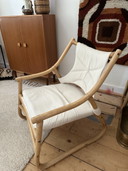 Fauteuil vintage en bambou et rotin