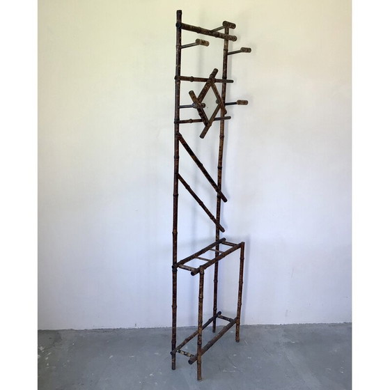 Image 1 of Vintage "Art Nouveau" bamboo coat rack with mirror